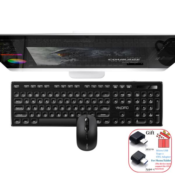 Combos V3max Wireless Transmission Business Office Clavier de bureau et ensemble de souris Keyboard 104 touches avec clavier mécanique d'énergie de souris