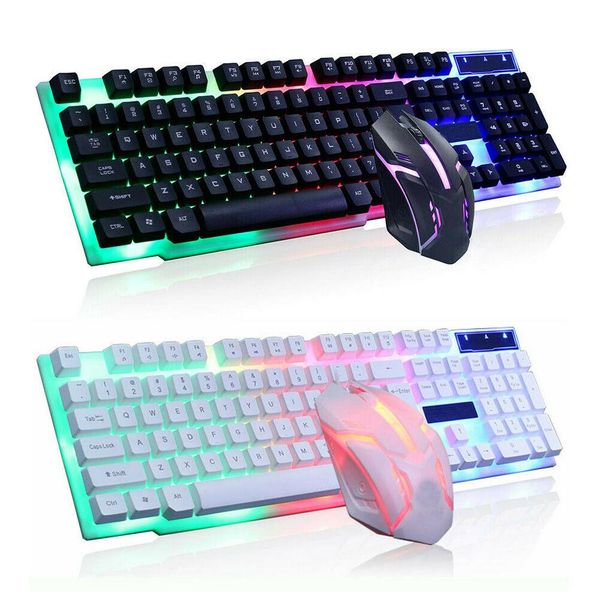 Combos Clavier et souris de jeu filaires, sensation mécanique, lumière LED RVB rétroéclairée, 104 touches, clavier de joueur pour ordinateur de bureau et ordinateur portable