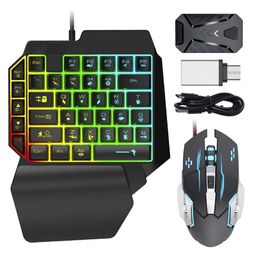 Combos clavier mécanique filaire convertisseur de souris RGB Kit de joueur avec rétro-éclairage arc-en-ciel adaptateur OTG pour PUBG PS4/PS5