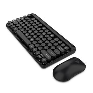 Combos Ensemble clavier et souris sans fil, Transmission 10M, 84 touches rondes, capuchon USB Rechargeable 2.4G, souris et clavier mécanique Combo pour PC