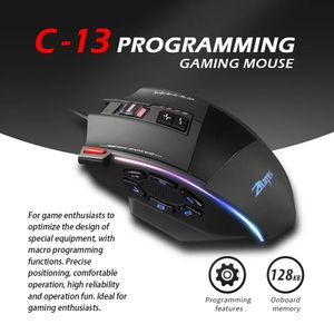 Combos Zelotes C13 13 Botones programables Gamer Gamer Mouse 5 Niveles 10000dpi RGB RGB óptico PC Gaming Gaming para computadora