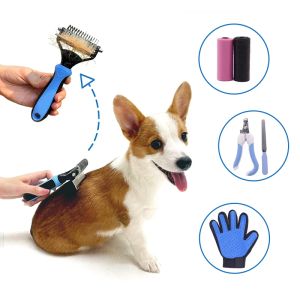 Combs 5pcs Pet Dog Nettoyage de toilettage Toolage Tools 2 en 1 PEUG PEUP PEUS PEUT CLUPPORTES COUPERS NOTER