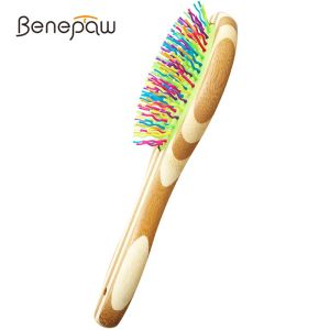 Peigne benepaw efficace bambou brosse de chien durable confortable confortable lissage à poil slicking