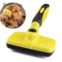 Combs Benepaw Premium Self Clean Hair Dog Brush Slicker Comfortabele kleine grote hondenkam Pet Zorggereedschap Cat Past verschillende haar