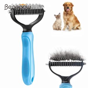 Combs Benepaw Professional Dog Undercoat Rake Pet Pet verzorgingstool 2zijdige afwerpen Demating Kamborstel voor dubbele jas lang haar