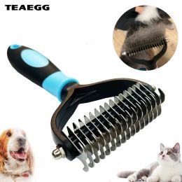 Cambbs professionnel animal de compagnie brosse à 2 côtés de chien démating peigne brosse chat râteau chiot outils de toilettage