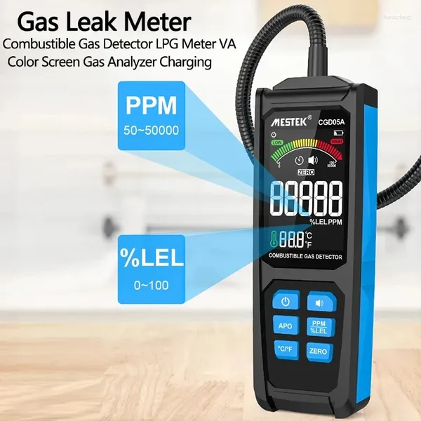 Détecteur de gaz combustible CGD05A Analyseur d'écran de couleur de fuite à la main PPM Alarme Nature de compteur naturel