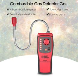 Detector de Gas Combustible herramienta de Sensor inteligente de mano Analizador de fugas de metano de gas natural con alarma de sonido y luz