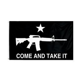 Kom en neem het Vlag 90 * 150 cm 3x5fts Gonzales Historisch M4 Carbine Gun Molon Labe Tuin Decoratie Banner W-00526