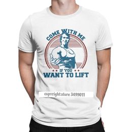 Ven conmigo si quieres levantar camisetas Hombres Camiseta de algodón Arnold Schwarzenegger Fitness Entrenamiento Musculación Tee Streetwear 210707