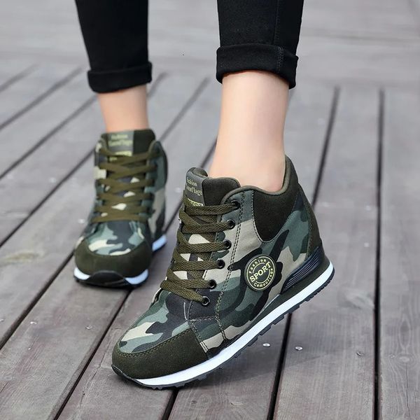 Comemore Spring High Top Plataforma de cuña Zapatillas de deporte Mujeres Zapatos casuales Tacones ocultos Zapatillas de deporte de las señoras Camuflaje Cesta Femme 42 240309