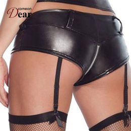 Comeondear PA5137 Vrouwen Sexy Plus Size Jarretellegordel Kousen Rits Bretels Porte Jarretelles Sexy Kunstleer Latex Garter2856