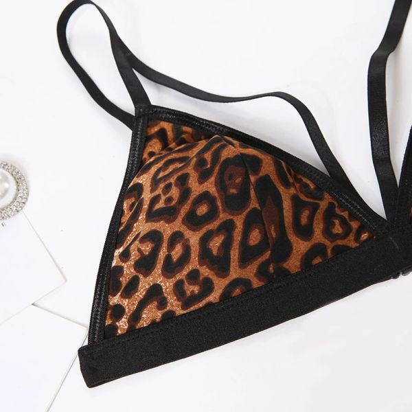 Comeondar Sexy Bra Garters Briefs sets Leopard Cat Lingerie Plus taille Breves sets sous-vêtements Kits de soins de la peau courts