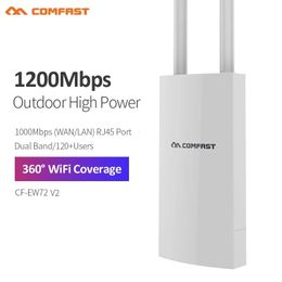 Comfast AC1200 Point d'accès extérieur haute puissance 24G 5GHz Gigabit RouterAP répéteur antenne WiFi longue portée pour jardin de rue 240113