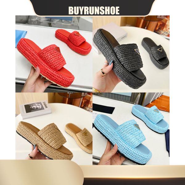 Sandalias de diseñador de confort Slipers Slipers Sluys tejidos tejidos Flip Flip Flip Luxury Plata espesa Slipper Slipper Fácil Combatir 35-42