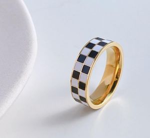 Alliance confortable en acier inoxydable, bague à motif blocs noirs et blancs, taille américaine 5 à 10, meilleurs cadeaux pour l'amour