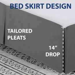 Comfort geplooide op maat gemaakte drop-bed rok met wit platformbladen-resistente vervagen en rinke stof-24 inch (60 cm) sprei