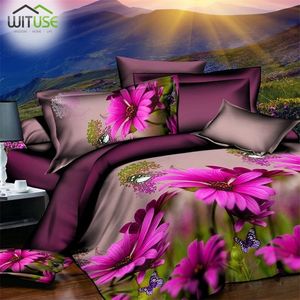 Cómodo juego de ropa de cama de lujo 3D Rose Conjuntos de ropa de cama Hoja de cama Funda nórdica Funda de almohada Conjunto de funda de almohada Tamaño Queen Ropa de cama Ropa de cama LJ201127