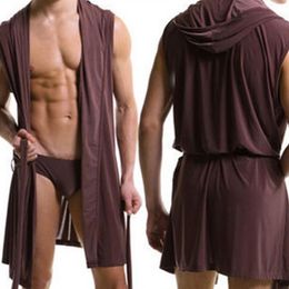 Robes délicates confortables peignoir grande taille Robe hommes vêtements de nuit sexy mâle soie Gay maison porter à capuche sommeil salon pyjama K92225R