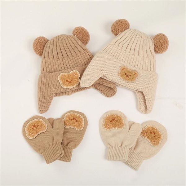 Coupe confortable Laine Design mignon Chapeau en laine polyvalent Chapeaux et gants d'hiver pour bébé Accessoires d'hiver pour bébé élégants et branchés 231225