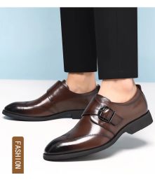 Mocasines puntiagudos formales de negocios elegantes y cómodos para caballero, zapatos de vestir Oxford de cuero genuino, nuevos zapatos Oxford de boda para hombres