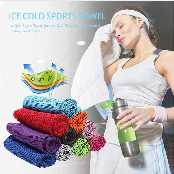 Cómodo hielo frío toalla gimnasio gimnasio deportes ejercicio rápido seco enfriando toalla verano transpiración al aire libre evaporación toalla dhw13