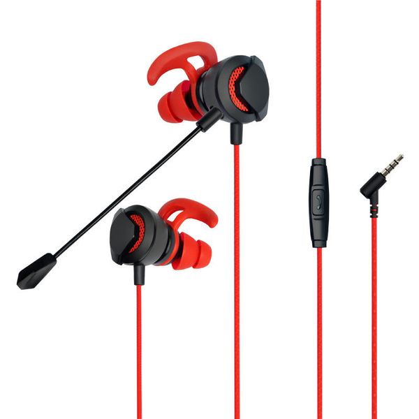 Confortable dans l'oreille filaire 3,5 mm Gaming Stereo Pluggable Mic Écouteurs avec double micro