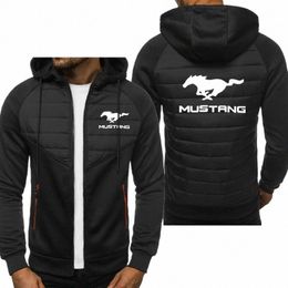 Veste confortable pour hommes Mustang logo de voiture imprimé Haute qualité coupe-vent couture cott sweat à capuche pour hommes Fi vêtements pour hommes 45p5 #