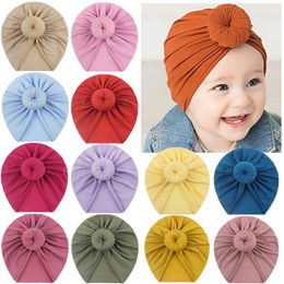 Chapeau indien confortable et chaud pour bébé, couleur unie, beignet fait à la main, casquettes pour nourrissons, Bonnet pour enfants, accessoires pour enfants