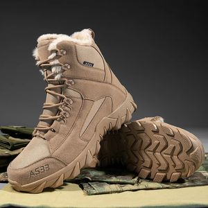 Comfortabele warme winter mannen Militaire laarzen Desert Combat Outdoor Man Nonslip Snow Shoes High Top Platform Ankle 240419