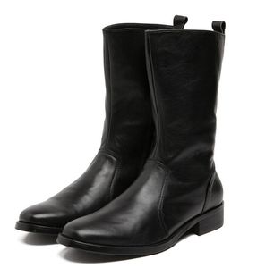 Comfortabele Rits Knie Hoge Zwarte Winterlaarzen Heren Casual Botas Lederen Heren Motorlaarzen Designer Formele Schoenen