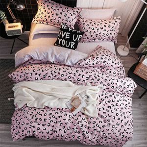Dekbed twin luipard beddengoed roze sets katoen dekbedoverdekje bedden beddeningsliningen kussensloop home textiel
