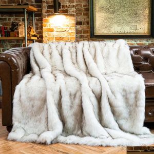 Dekbeddensets Battilo namaakbontdeken voor bed Luxe decor Blanke Superzachte donzige dekens Winter Warm Cosy Throw 230801 Drop Dhmvb