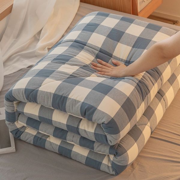 Ensembles d'édredons Blue Buffalo Plaid Quilt Literie simple à carreaux Couvre-lit en microfibre douce Couverture de couverture géométrique légère 230628