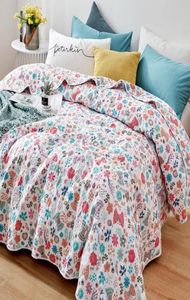 Couetters Sets Floral Imprimé Coton Couvre-lit matelassé Patchwork Coverlet Couvrette de couverture de courtepointe d'été