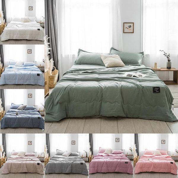 Couettes ensembles J couleur unie rose blanc été matelassé couvre-lits couverture couette couverture de lit Quilting RT68 #