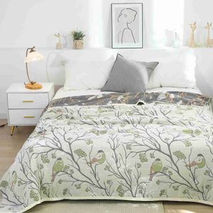 Dekbedsets Japanse vrijetijdsdeken en plaids 100% katoen Gaas bank Handdoek Enkel Dubbel zachte deken Zomer dun dekbed Bloemen bedsprei YQ240313