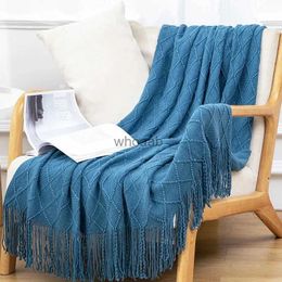 Ensembles de couettes Style nordique couleur unie été printemps gland tricoté Plaid canapé serviette couverture couverture tapisserie couvre-lit couvertures décor à la maison YQ240313