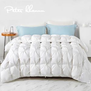 Ensembles de couettes Peter Khanun Remplisseur de duvet d'oie blanche Couette à pain 3DCouette d'hiver Couvertures de luxe épaisses 100% coton Shell 015 231215