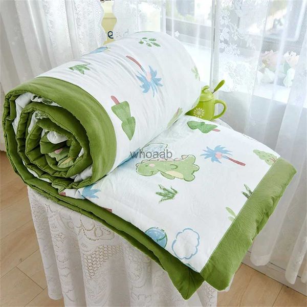 Ensembles de couettes Impression été couette coton climatisation jeter couverture peau amicale chambre glace frais mince lit courtepointes literie sieste couvertures YQ240313