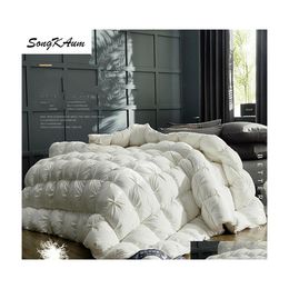 Ensembles d'édredons Songkaum 100 couette en duvet d'oie/canard blanc de haute qualité Fivestar El Twist Flower Duvets Cotton Er Drop Delivery Home Dhmzi