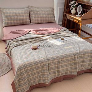 Ensembles de couettes Été Couette Coton Maison Canapé Climatisation Jeter Couverture Respirant Doux Bureau Sieste Couverture Chambre Lit Mince Couettes Lavable YQ240313