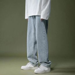 Moda cómoda Daily Holiday Men Pantalones Estudiantes Summer Wideleg Jeans holgados Cotton Cotton Elastic 240415
