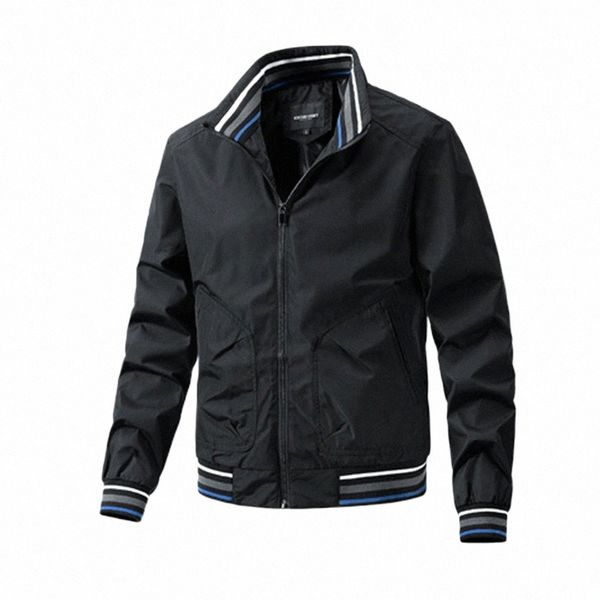 Confortable Fi hommes manteau veste col montant col Stang rayé Vacati rendez-vous confortable vacances quotidiennes 6122 #