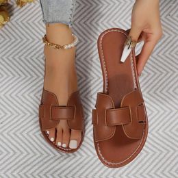 Sandales confortables pantoufles plates pour femmes ouvertes orteils rond sans glissade Chaussures extérieure plage 5 5 5 5