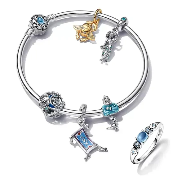 Pulsera con dijes de plata de ley 925 inspirada en cómics: joyería atemporal para mujer con envío al por mayor gratuito