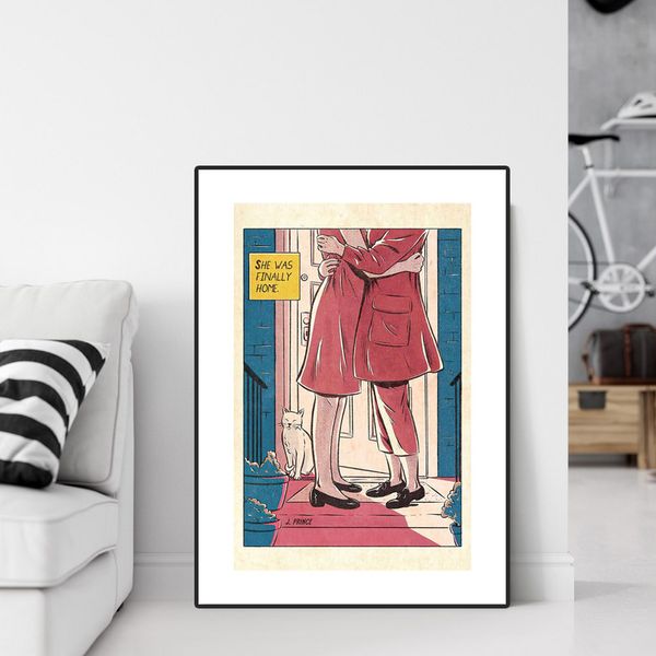 Style comique lesbien baiser mur art toile peinture affiches nordiques et imprimés images de mur modernes pour le salon décoration de la maison