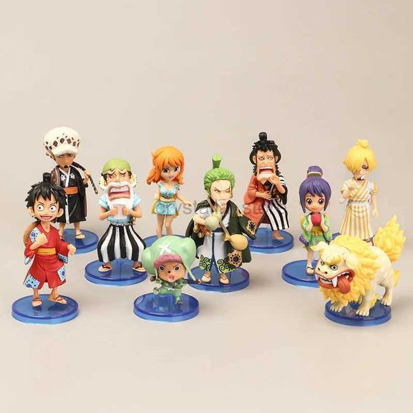 Comics Heroes 10pcs Anime Wano Country Figura Luffy Sanji Nami Zoro Chopper Frank Robin PVC FIGURA FIGURA Modelo Juguetes Regalo 240413