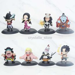 Comics Heroes 8pcs / Set Anime One Piece Oka Shichibukai Figure Jinbe Ace Dracule Mihawk Boa Hancock Action Figurine Model Doll Toy Kids Cadeaux 240413