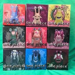 Comics Heroes 9pcs / Set Anime One Piece Figure Luffy Den Mushi Doflamingo Law Ace Telephone Snail Worm Collection Action Modèle Toy Gift 240413